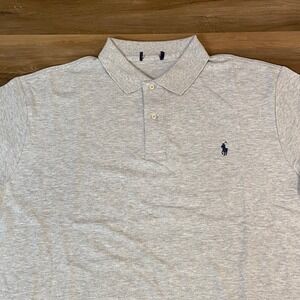 Ralph Lauren Mens Heather Grey Short Sleeve Polo Shirt Classic Fit Pony Logo